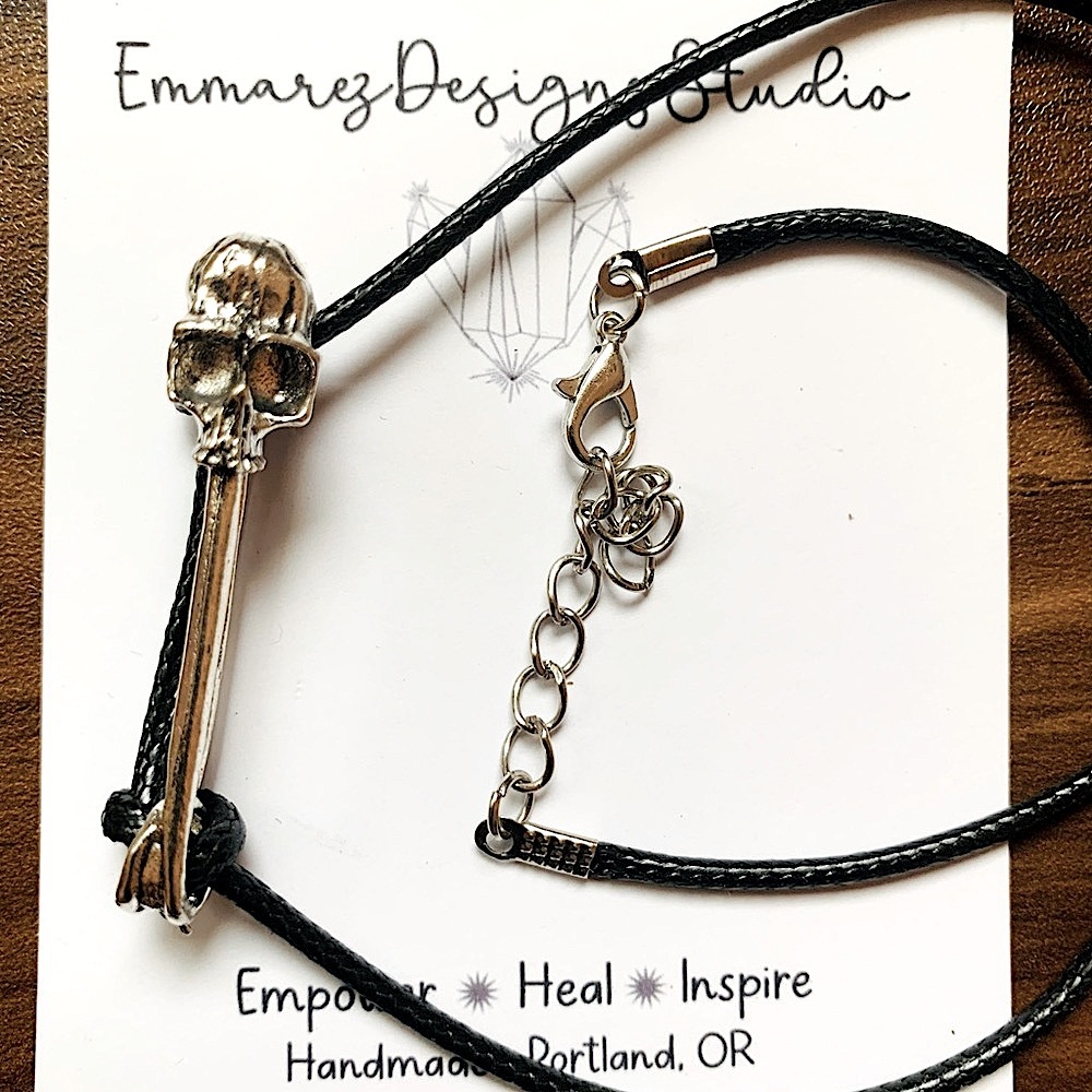 💀 NWT ☠️ Skull Safety Pin Necklace | Halloween Chocker ☠️ Handcrafted 💀